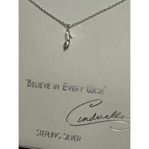 Disney Parks Collection STERLING Silver necklace Cinderella Glass Slipper Shoe